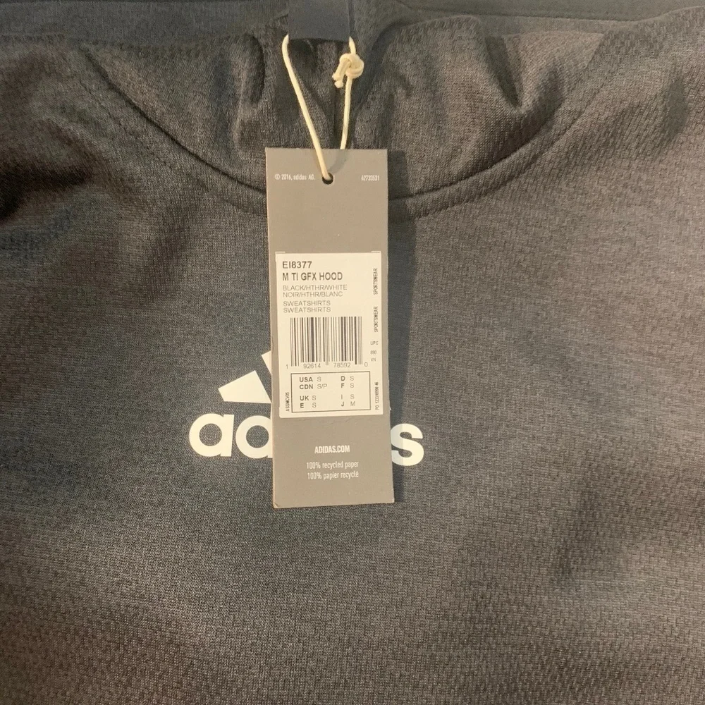 LAST ONE!! New Mens Adidas Cozy Black Hoodie Sweatshirt